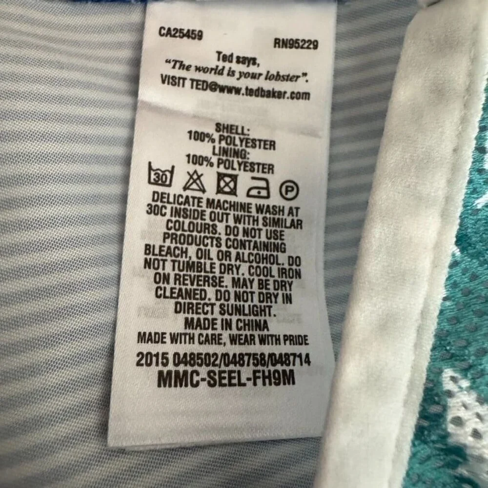 Ted Baker Blue White Strip Lobster Logo Snap Front Swim Shorts Size 2XL / 6